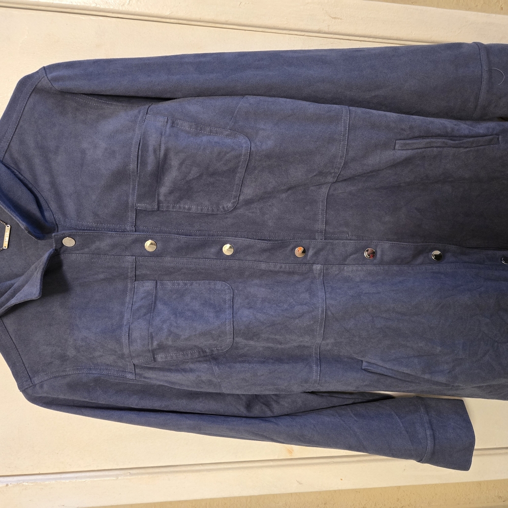 Chico's Blue Lightweight Corduroy Shirt Jacket